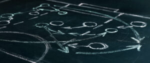 Basketball playbook diagram illustrating revenue strategy roadmap.